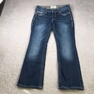 Ariat REAL Jeans Womens 31 (33x28) Blue‎ Mid Rise Boot Stone Wash Cowgirl Denim
